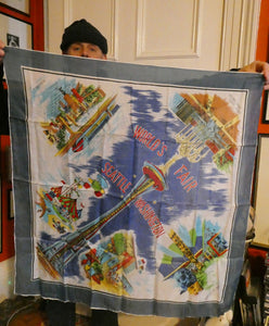 Very Rare 1962 World's Fair SEATTLE WASHINGTON Square Silk Scarf. Good Condition