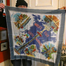 Load image into Gallery viewer, Very Rare 1962 World&#39;s Fair SEATTLE WASHINGTON Square Silk Scarf. Good Condition
