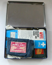 Load image into Gallery viewer, Vintage 1960s SCOTTISH First Aid Kit in a Tin (with some vintage contents). Wallace, Cameron &amp; Co Ltd (Glasgow)
