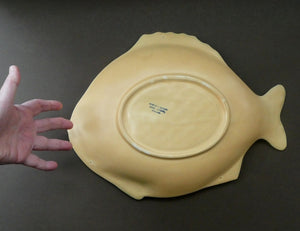 SIX 1930s Yellow Shorter & Sons Fish Plates (9 1/2 inches) and Massive Serving Platter 14 1/2 inches