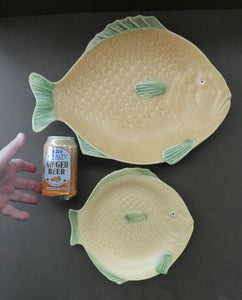 SIX 1930s Yellow Shorter & Sons Fish Plates (9 1/2 inches) and Massive Serving Platter 14 1/2 inches