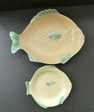 Load image into Gallery viewer, SIX 1930s Yellow Shorter &amp; Sons Fish Plates (9 1/2 inches) and Massive Serving Platter 14 1/2 inches
