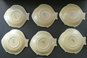 SIX 1930s Yellow Shorter & Sons Fish Plates (9 1/2 inches) and Massive Serving Platter 14 1/2 inches