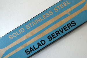 Vintage 1960s EUROPA Pair of Stainless Steel Salad Servers in Original Box