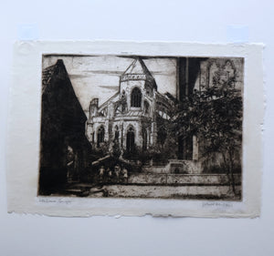 SCOTTISH ART. James McIntosh Patrick (1907 - 1998)  Notre Dames, Bruges. Very Rare Early 1920s Etching