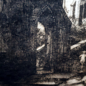 SCOTTISH ART. James McIntosh Patrick (1907 - 1998)  Notre Dames, Bruges. Very Rare Early 1920s Etching