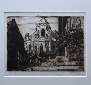 SCOTTISH ART. James McIntosh Patrick (1907 - 1998)  Notre Dames, Bruges. Very Rare Early 1920s Etching