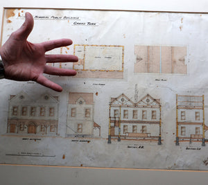 Interesting Sheet of Pen & Ink Architectural Studies for Colonial Houses at the Island of Grand Turk. Dated 1902