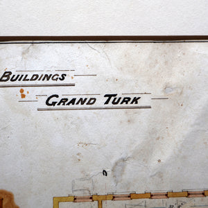 Interesting Sheet of Pen & Ink Architectural Studies for Colonial Houses at the Island of Grand Turk. Dated 1902