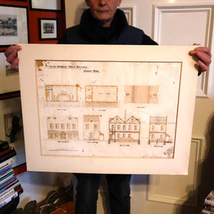 Interesting Sheet of Pen & Ink Architectural Studies for Colonial Houses at the Island of Grand Turk. Dated 1902