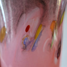 Load image into Gallery viewer, SCOTTISH GLASS. Vintage 1960s Strathearn Vase Aventurine Inclusions, Tutti Frutti Swirls. Leaping Salmon Mark.  8 inches
