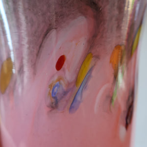 SCOTTISH GLASS. Vintage 1960s Strathearn Vase Aventurine Inclusions, Tutti Frutti Swirls. Leaping Salmon Mark.  8 inches