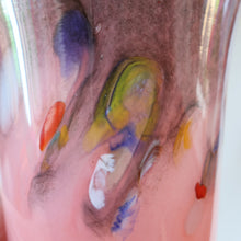 Load image into Gallery viewer, SCOTTISH GLASS. Vintage 1960s Strathearn Vase Aventurine Inclusions, Tutti Frutti Swirls. Leaping Salmon Mark.  8 inches
