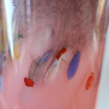 Load image into Gallery viewer, SCOTTISH GLASS. Vintage 1960s Strathearn Vase Aventurine Inclusions, Tutti Frutti Swirls. Leaping Salmon Mark.  8 inches
