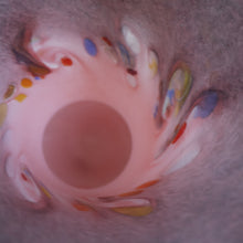 Load image into Gallery viewer, SCOTTISH GLASS. Vintage 1960s Strathearn Vase Aventurine Inclusions, Tutti Frutti Swirls. Leaping Salmon Mark.  8 inches
