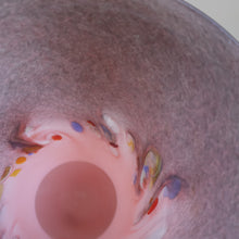 Load image into Gallery viewer, SCOTTISH GLASS. Vintage 1960s Strathearn Vase Aventurine Inclusions, Tutti Frutti Swirls. Leaping Salmon Mark.  8 inches
