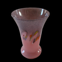 Load image into Gallery viewer, SCOTTISH GLASS. Vintage 1960s Strathearn Vase Aventurine Inclusions, Tutti Frutti Swirls. Leaping Salmon Mark.  8 inches
