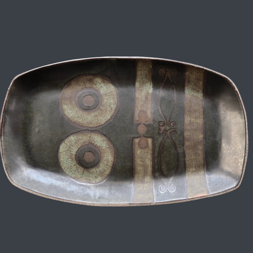 CORNISH STUDIO POTTERY. 1970s Massive Oblong Plate Made at Polperro Pottery