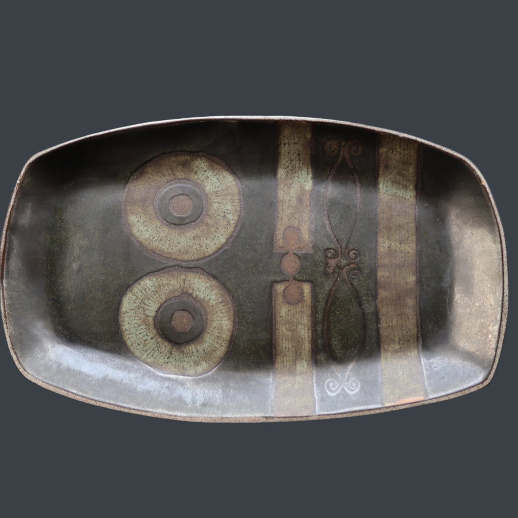 CORNISH STUDIO POTTERY. 1970s Massive Oblong Plate Made at Polperro Pottery