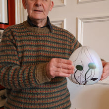 Load image into Gallery viewer, SIGNED John Ditchfield White Iridescent Glass Vase with Lily-pads &amp; Whiplash Trails. 7 Inches
