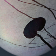 Load image into Gallery viewer, SIGNED John Ditchfield White Iridescent Glass Vase with Lily-pads &amp; Whiplash Trails. 7 Inches
