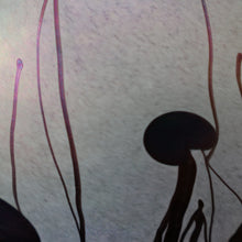 Load image into Gallery viewer, SIGNED John Ditchfield White Iridescent Glass Vase with Lily-pads &amp; Whiplash Trails. 7 Inches
