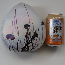 Load image into Gallery viewer, SIGNED John Ditchfield White Iridescent Glass Vase with Lily-pads &amp; Whiplash Trails. 7 Inches
