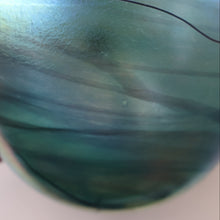 Load image into Gallery viewer, LARGE: Stunning SIGNED 1983 John Ditchfield Blue Iridescent Glass Vase with Lily-pads &amp; Whiplash Trails. 9 Inches
