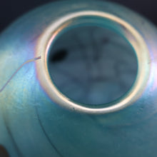 Load image into Gallery viewer, LARGE: Stunning SIGNED 1983 John Ditchfield Blue Iridescent Glass Vase with Lily-pads &amp; Whiplash Trails. 9 Inches
