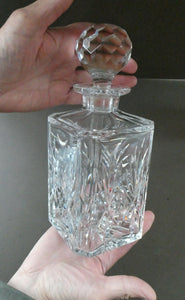 EDINBURGH CRYSTAL. IONA Pattern FOUR Whisky Tumblers and Large Square Spirit Decanter  with Original Stopper