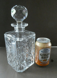 EDINBURGH CRYSTAL. IONA Pattern FOUR Whisky Tumblers and Large Square Spirit Decanter  with Original Stopper