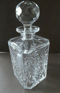 EDINBURGH CRYSTAL. IONA Pattern FOUR Whisky Tumblers and Large Square Spirit Decanter  with Original Stopper