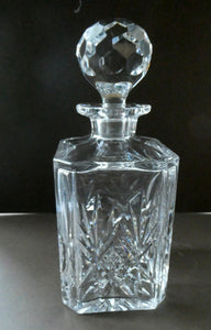 EDINBURGH CRYSTAL. IONA Pattern FOUR Whisky Tumblers and Large Square Spirit Decanter  with Original Stopper