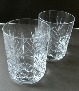 EDINBURGH CRYSTAL. IONA Pattern FOUR Whisky Tumblers and Large Square Spirit Decanter  with Original Stopper