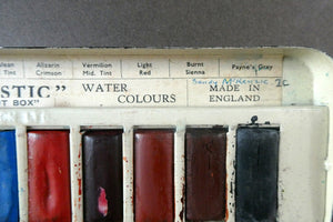 Vintage 1950s WINDSOR & NEWTON Metal Watercolour Box with 12 Full Paint Pans. Original Retail Box