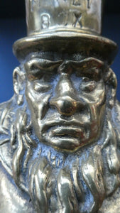 1900s ANTIQUE Brass Money Box or Coin Bank in the Shape of Paul Kruger. President of the Transvaal
