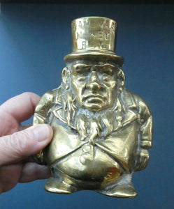 1900s ANTIQUE Brass Money Box or Coin Bank in the Shape of Paul Kruger. President of the Transvaal