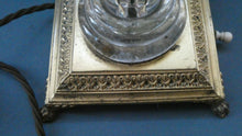 Load image into Gallery viewer, Antique Victorian OSLER Corintian Table Lamp with Brass Base and Capital and Fluted Crystal Upstand Section. SIGNED
