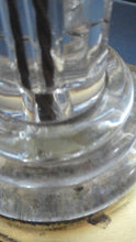 Load image into Gallery viewer, Antique Victorian OSLER Corintian Table Lamp with Brass Base and Capital and Fluted Crystal Upstand Section. SIGNED
