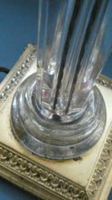 Load image into Gallery viewer, Antique Victorian OSLER Corintian Table Lamp with Brass Base and Capital and Fluted Crystal Upstand Section. SIGNED

