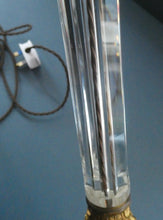 Load image into Gallery viewer, Antique Victorian OSLER Corintian Table Lamp with Brass Base and Capital and Fluted Crystal Upstand Section. SIGNED
