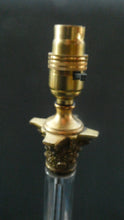 Load image into Gallery viewer, Antique Victorian OSLER Corintian Table Lamp with Brass Base and Capital and Fluted Crystal Upstand Section. SIGNED
