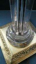 Load image into Gallery viewer, Antique Victorian OSLER Corintian Table Lamp with Brass Base and Capital and Fluted Crystal Upstand Section. SIGNED
