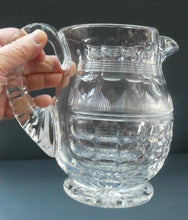 Load image into Gallery viewer, 1930s ART DECO Stuart Crystal Lemonade or Water Jug. With Cut Oval Facets and Engraved Fan Fringe Pattern. Height 6 inches
