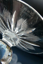 Load image into Gallery viewer, 1930s ART DECO Stuart Crystal FOUR Wine Glasses. With Cut Oval Facets and Engraved Fan Fringe Pattern. Height 5 3/8 inches
