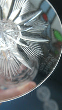 Load image into Gallery viewer, 1930s ART DECO Stuart Crystal FOUR Wine Glasses. With Cut Oval Facets and Engraved Fan Fringe Pattern. Height 5 3/8 inches
