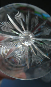 1930s ART DECO Stuart Crystal FOUR Wine Glasses. With Cut Oval Facets and Engraved Fan Fringe Pattern. Height 5 3/8 inches