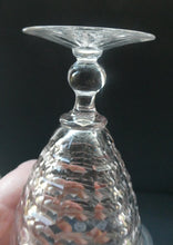 Load image into Gallery viewer, 1930s ART DECO Stuart Crystal FOUR Wine Glasses. With Cut Oval Facets and Engraved Fan Fringe Pattern. Height 5 3/8 inches
