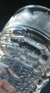 1930s ART DECO Stuart Crystal FOUR Wine Glasses. With Cut Oval Facets and Engraved Fan Fringe Pattern. Height 5 3/8 inches