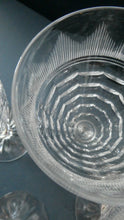 Load image into Gallery viewer, 1930s ART DECO Stuart Crystal FOUR Wine Glasses. With Cut Oval Facets and Engraved Fan Fringe Pattern. Height 5 3/8 inches
